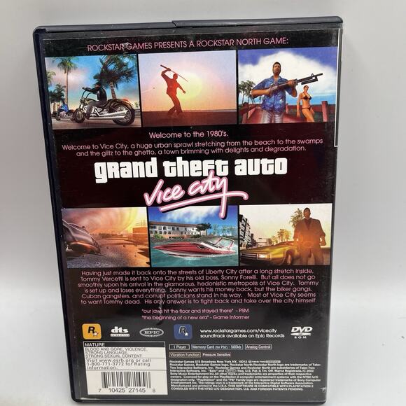 Grand Theft Auto: Vice City (Sony PlayStation 2 PS2, 2002) Complete CIB W/ Map - Picture 4 of 7